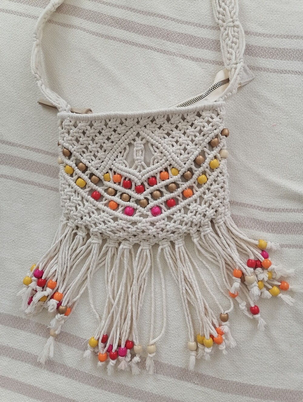 Lucky Brand Crossbody Macrame fringe and beads